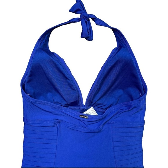 Calvin Klein Royal Blue One Piece Bathing Suit Pleated Sides Size 6 Womens - Picture 8 of 11